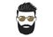 Stylized vector drawing of hipster man with beard and sunglasses