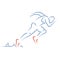 Stylized vector illustration with athlete sprinting