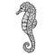 Stylized vector sea horse, zentangle