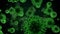 Stylized virus in dark green illustration, 3d rendered