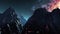 Stylized VJ looping 3D animation with mountains, space and high speed flythrough