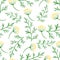 Stylized watercolor seamless pattern sprigs of greenery, dill or fennel. Vector flower dill seamless background. Herbs food ingri