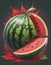 Stylized Watermelon Logo in Bold Colors