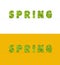 Stylized word text Spring, abstract good texture, there is a shadow. Two words, one on a colored background, the other on a white