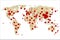 Stylized World map Coronavirus Covid-19 confirmed cases