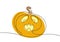 Stylized yellow pumpkin in one line in vector for Halloween