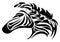 Stylized zebra, black and white, tribal tattoo, isolated.