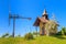 Styrian Tuscany Vineyard with small chapel and windmill, Styria, Austria