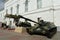SU-85 self-propelled artillery unit and ASU-57 self-propelled artillery unit at the entrance to the Museum of the history of airbo