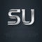 SU - Metallic 3d icon or logotype template. S and U initial silver logo. Design element with lineart option. Vector. Soviet Union