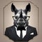 A suave rhinoceros in a sleek suit, posing for a portrait with a confident stance1