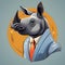 A suave rhinoceros in a sleek suit, posing for a portrait with a confident stance2