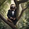 A suave sloth dressed in a sleek black suit and tie, hanging from a tree branch2