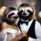 A suave sloth in a tuxedo and bowtie, waltzing with a partner at a ball4