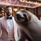 A suave sloth in a tuxedo and bowtie, waltzing with a partner at a ball5