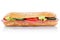 Sub sandwich with salami whole grains grain baguette lateral iso