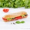 Sub sandwich whole grain grains baguette with salami ham square