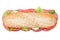 Sub sandwich whole grains grain baguette with salami from above