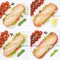 Sub sandwiches collage whole grain with ham cheese salami fish s