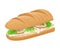 Sub with Soft Cheese and Mushrooms Inside Vector Illustrated Food Item