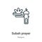 Subah prayer outline vector icon. Thin line black subah prayer icon, flat vector simple element illustration from editable