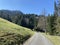 Subalpine roads, mountain forest trails and recreational bike trails on the slopes of the Swiss mountain massif Pilatus