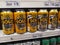Subang Jaya,Malaysia - 18 June 2021 : SOLO Original Lemon Cans Drink flavour display for sell on the supermarket shelf.