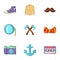 Subculture hipster icons set, cartoon style