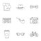 Subculture hipsters icons set, outline style