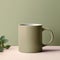 Subdued Green Tea Mug Mockup With Khaki Shades Colored Background