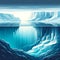 A subglacial lake hidden beneath layers of ice. landscape background, Nature