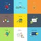 Subjects for study. Flat line vector icons set