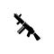Submachine Gun, Police and Army Weapon. Flat Vector Icon illustration. Simple black symbol on white background. Submachine Gun,