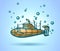 Submarine abstract, stylization, vector