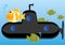 Submarine of the black colour