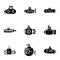 Submarine boat icons set, simple style