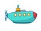 Submarine in bright colors. Illustration of an underwater theme. Water transport
