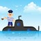 Submarine with captain