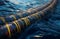 Submarine communications cable undersea. Underwater Cables Across The Atlantic.