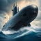 a submarine dives, ai-generatet