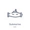 Submarine facing right icon from nautical outline collection. Thin line submarine facing right icon isolated on white background