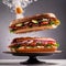 Submarine giro sub sandwich, dynamic food photo