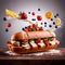 Submarine giro sub sandwich, dynamic food photo