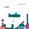 Submarine, navy, marine forces filled line icon, simple illustration