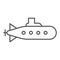 Submarine thin line icon. Military sub boat, underwater bathyscaphe symbol, outline style pictogram on white background