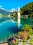 Submerged Bell Tower of Curon on Lake Reschen in South Tyrol, Italy