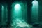 Submerged echoes. Lost city's secrets in the deep blue abyss. AI-generated