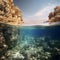 Submerged Elegance: Coral Reef Symphony beneath Azure Ocean Waves