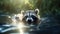 Submerged Explorer: A Young Raccoon\\\'s Aquatic Adventure