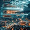 Submerged serenity: mesmerizing underwater house room reveals aquatic wonders through panoramic aquarium windows, a